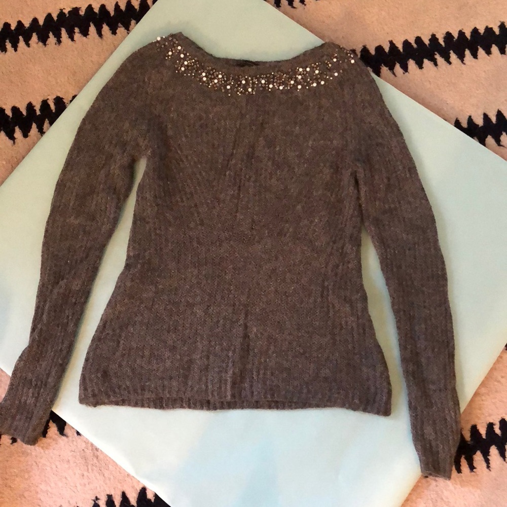 Pearl and crystal detail Grey Ann Taylor sweater